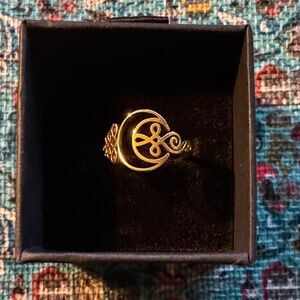 Gold Plated Stainless Steel Crescent & Knot Ring - NEW (7)